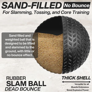 Ballon de <span class=keywords><strong>Slam</strong></span> fileté 4 kg - 20 kg rempli de sable, poignée antidérapante, ballon de médecine en caoutchouc de 9 à 13 pouces, surface texturée pour le fitness - Product Image 6