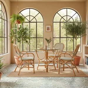 Ensemble de salle à manger en rotin/osier de style jamaïcain, élégant, compact et confortable pour villa, maison, appartement, hôtel, en provenance d'Indonésie - Product Image 1