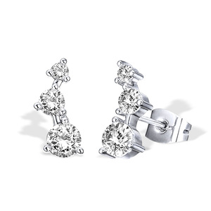 Eleganti Orecchini a Perno con Zirconi Curvi, Design Minimalista, Gioielli da Donna alla Moda per Uso Quotidiano, Regalo Chic - Product Image 1