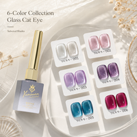 Yunzuan 15ml 6 Couleurs Vernis Gel Effet Œil de Chat en Verre Magnétique Scintillant UV LED Soak Off Gel à Ongles OEM ODM