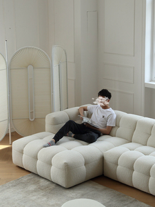 โซฟาโมดูลาร์แบบประกอบได้ Cloud Compression, โซฟาผ้า Boucle แบบประกอบได้อิสระ, ขนาดสั่งทำพิเศษสำหรับห้องนั่งเล่นสมัยใหม่ - Product Image 5