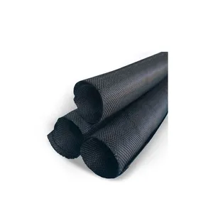 WZUMER Flame Retardant SCW Black Braided Sleeve Self Closing Split Wrap Polyester Expandable Cable Sleeving