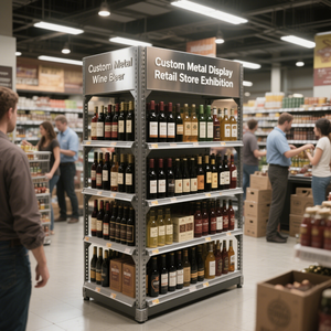 Kệ Trưng Bày Bán Lẻ Bia Rượu Trưng Bày Kim Loại Tùy Chỉnh Kệ Trưng Bày Siêu Thị Kệ Trưng Bày Đứng Trên Sàn Giá Trưng Bày - Product Image 2