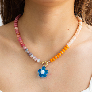 Collier d'été fait main Dopamine, pendentif perlé coloré en acier inoxydable plaqué or, recommandé par les blogueuses - Product Image 3