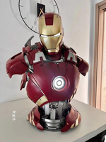 Buste en résine Iron Man MK7 grandeur nature avec yeux LED et lumière Arc Reactor, figurine de super-héros, modèle de personnage de film, décoration
