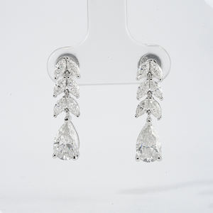 ต่างหูแบบติดหูทรงหยดน้ำ ดีไซน์หรูหรา ขนาด 5*8 มม. ทรงลูกแพร์ ประดับด้วยโมอิสซาไนต์ เกรด DEF เงินแท้ S925 - Product Image 1