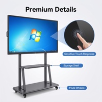 Pizarra Interactiva 4K de 110 Pulgadas para Sala de Reuniones, Pizarra Inteligente con Pantalla Táctil de 20 Puntos, Intel Core, 16 GB de RAM, Marco Metálico, para Oficina Corporativa