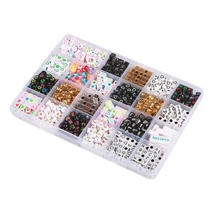 Diy Kids Beaded Acrylic Letters Irregular English Smiley Face Accessories Set <b>Mixed</b> Color 24 Compartment Storage <b>Box</b> - Product Image 4