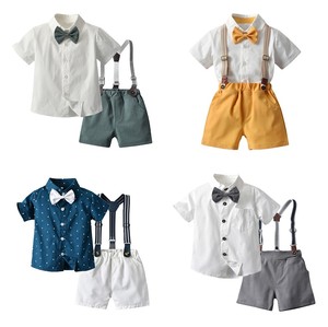 ZHG66 nuovo arrivo gentleman baby clothing set camicia con cravatta + pantalone set di vestiti per neonati - Product Image 5
