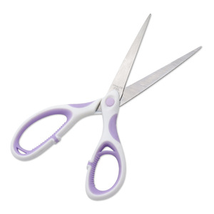 Stainless Steel Scissors Purple And White Straight Head Home Use Office Sewing Fabric Cutting Thread Trimming 8 Inch - Product Image 1