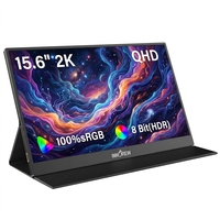 Monitor Portátil de 15.6 Pulgadas 2K 1440P QHD IPS, Pantalla Externa con Cubierta Protectora Inteligente de Cuero para Teléfono