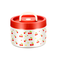 Boîte à lunch isotherme en acier inoxydable 304 à motif cerise, compatible micro-ondes, boîte bento scellée