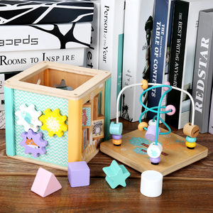 Montessori động vật đại dương bằng gỗ Bead Mê Cung hoạt động <span class=keywords><strong>Cube</strong></span> đầu giáo dục đồ chơi hình dạng màu sắc phù hợp với khối cho trẻ em trai & cô gái - Product Image 4
