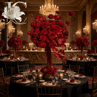 Boule florale réaliste OLERAY rouge foncé, faite à la main, en fausse soie, pour centre de table de mariage, décoration de cérémonie formelle, longue durée