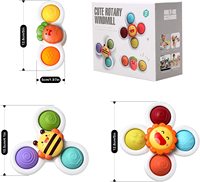 Mainan Sensorik Putar KSF Laris Manis 3 Buah Pop Suction Cup Spinner Mainan Mandi untuk Bayi Bahan ABS PP PS Mainan Kognitif