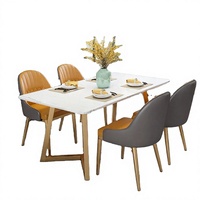 Table à manger en marbre de luxe moderne de haute qualité pour petits appartements et hôtels, ensemble de salle à manger 4 personnes avec chaises en fer