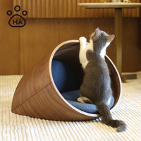 Rumah kucing mainan kayu kustom ramah lingkungan sarang hewan peliharaan semi-tertutup semua musim