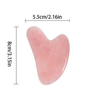 100% naturale quarzo rosa Gua <span class=keywords><strong>Sha</strong></span> strumenti personalizzati Gua <span class=keywords><strong>Sha</strong></span> pietra rullo massaggiatore viso Guasha strumento di massaggio - Product Image 2