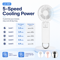 Ventilateur portatif pliable, mini ventilateur de refroidissement USB, 2400mAh, rechargeable par Type-C, vent puissant pour les voyages d'été, le camping