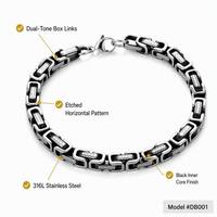 Bracelet à maillons rectangulaires texturés en acier inoxydable antique de qualité supérieure pour homme, cadeau d'anniversaire, bijoux de mode