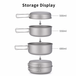 KEITH Ti6053 <span class=keywords><strong>Set</strong></span> di Pentole in Titanio Puro 3 Pezzi, Attrezzatura Leggera per Campeggio all'Aperto, Fornelli da Campeggio - Product Image 2
