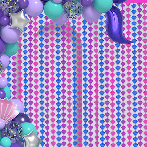 Ychon New Arrival Shell geformte Folie Vorhang Ozean Themen Geburtstags feier Dekoration Hintergrund Fransen Vorhänge Party Dekor - Product Image 1