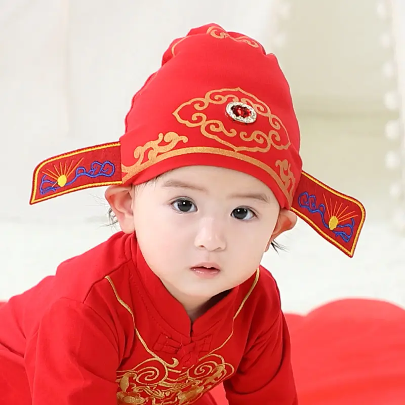 중국 스타일 챔피언 모자 봄 축제 빨간 아기 모자 아기 가을 면 태아 모자