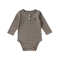 Vêtements pour bébé, combinaison rembourrée à manches longues pour l'automne, garçons et filles, combinaison rayée, combinaison pour nouveau-né, coton double face