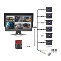 Système de caméra BSD intelligent à 6 canaux 720p, alarme visuelle et sonore, détection d'angle mort 360° °   Conception étanche panoramique pour camions et fourgonnettes