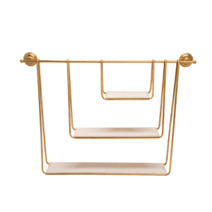 Mensola a Parete a Tre Livelli in Metallo e Legno, Organizzatore Espositivo per Arredamento Casa - Product Image 1