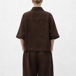 Nouveaux modèles OEM, chemise polo de style oversize, chemise <span class=keywords><strong>en</strong></span> lin décontractée tissée pour femmes - Product Image 3