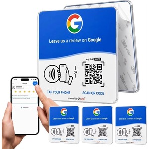 Carte de visite intelligente Premium en acrylique PVC NTAG213 NFC 13,56 MHz, étanche, avec code QR et plaque de lecture Google Review Tap - Product Image 2