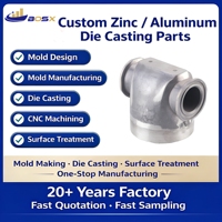 Fabrication OEM de connecteurs de tuyaux en aluminium moulé sous pression de précision BOSX, joint en T en alliage de zinc, moulage en alliage de zinc et d'aluminium