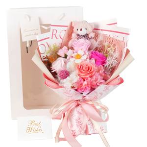 Regalo de San Valentín, ramo de rosas de jabón de alta gama para niñas, oso de flores de imitación, ramo grande - Product Image 1