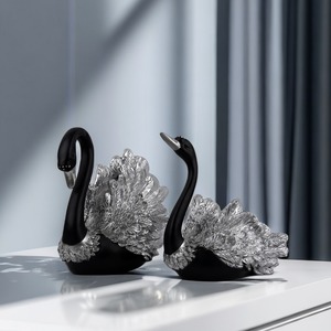 Cigni neri ornamento in resina <span class=keywords><strong>cigno</strong></span> figurine per interni amanti cigni neri soggiorno statuette animali decorazione forniture - Product Image 1