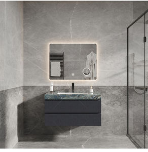 Modern Space-Saving Wall-Mount <b>Vanity</b> for Small Bathrooms with Lacquer Cabinet PVC Seamless Basin Multi-Layer Storage <b>Mirror</b> - Product Image 2