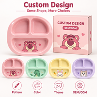 Assiette en céramique à 3 compartiments pour tout-petits, motif ours de dessin animé mignon, couleur personnalisée, OEM ODM, vente en gros