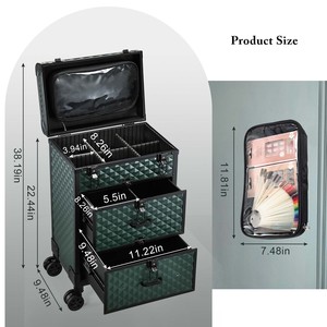 Large <b>Makeup</b> Rolling <b>Case</b> Professional Trolley <b>Case</b> with Drawers & Small <b>Makeup</b> Bag Portable Beauty Organizer Cart Storage Box - Product Image 5
