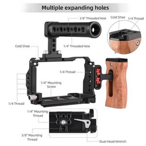 Andoer Cage pour appareil photo + poignée supérieure + poignée latérale Cage de protection pour appareil photo en alliage d'aluminium Cage vidéo pour appareil photo - Product Image 5