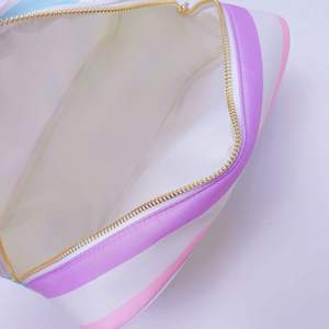 Large Capacity Women Nylon Eco-Friendly Makeup Bags Custom Tassel Puller Zipper Waterproof for Pouches Travel Striped - Product Image 4