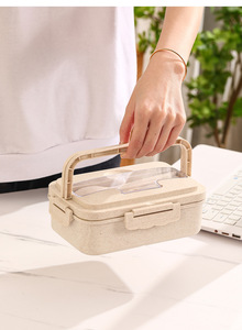 Boîtes Bento Écologiques en <span class=keywords><strong>Plastique</strong></span> <span class=keywords><strong>Alimentaire</strong></span> d'Origine Usine pour Adultes, Boîtes à Déjeuner Bento pour Enfants avec Kit <span class=keywords><strong>de</strong></span> Couverts Offert - Product Image 2