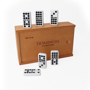 Set domino bianco personalizzato all'ingrosso double de 9 nine con confezione a punto nero in una scatola di legno sfusa per adulti gioco divertente per bambini - Product Image 2