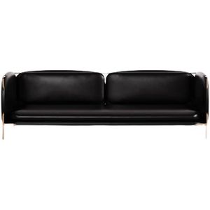 Sofá Mediano de Cuero Negro LC Antiguo, Diseño <span class=keywords><strong>Retro</strong></span> Bauhaus, <span class=keywords><strong>Muebles</strong></span> para Apartamento u Hotel con Acero Inoxidable para Sala de Estar - Product Image 6