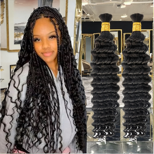 Hali Hair Cabello Humano a Granel Ondulado Profundo para Trenzar, Rizado Profundo, Doble Trama a Máquina, Extensiones de Cabello Remy Brasileño 100 Gramos Teñido - Product Image 2