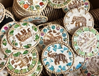 Nouveauté : Sous-verre rond en rotin naturel et nacre, motif éléphant, 10 cm, tissé à la main, pour la décoration de table à café ou à thé