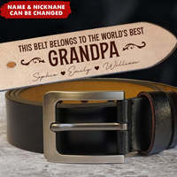 Ceinture en cuir personnalisée pour homme, idée cadeau Fête des Pères pour papa, grand-père, ou enfant - Motif « Fist Bump »