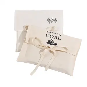 Paket hadiah Logo kustom kantong amplop katun kantong kain kantung debu perhiasan mewah putih kantung debu katun daur ulang Kosmetik organik