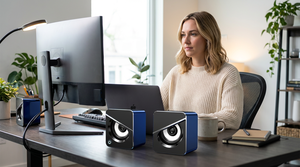 <strong>2</strong>.0 Channel Demon Eye Design RGB LED Gaming Speaker Pair - Compact Desktop PC Game <strong>Audio</strong> for Gamer Wholesale - Product Image 4