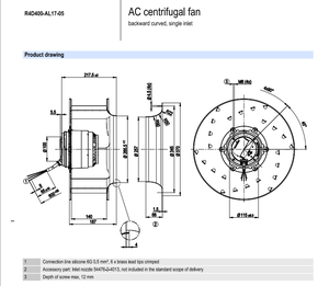 מאוורר צנטריפוגלי גרמני מקורי RHA 280D2.087B-2D 400V - Product Image 2