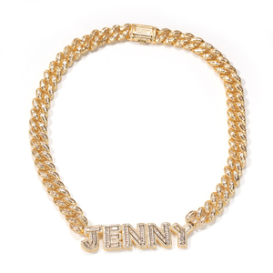 UWIN personalizar conectado Baguette carta nombre encanto con la CZ cubano cadena collar - Product Image 6